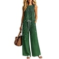 thumbnail image 5 of Sheghy 2 Piece Sets for Women Cotton Women All Over Print Crew Neck Sleeveless Top & Wide Leg Pocket Long Pants 2 Piece Outfit, 5 of 6