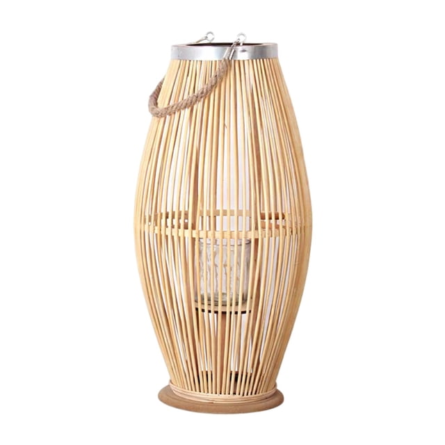 Linterna de bambú, candelabro, lámpara de viento, candelero colgante decorativo nórdico, soporte de vela para jardín, hogar, boda, decoraciones