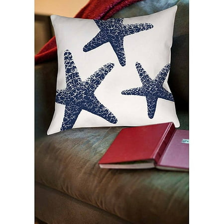 IDG Nautical Nonsense Blue White Starfish Indoor Pillow