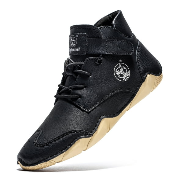 Flyland Men Ankle Chukka Boots Hand-Stitching Leather Shoes Outdoor Summer Fashion Dress Boots