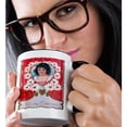 thumbnail image 2 of 3drose, to My Valentine Pretty Girl Framed in a Heart with White Flowers, 11oz Two-tone Black Mug, 2 of 6