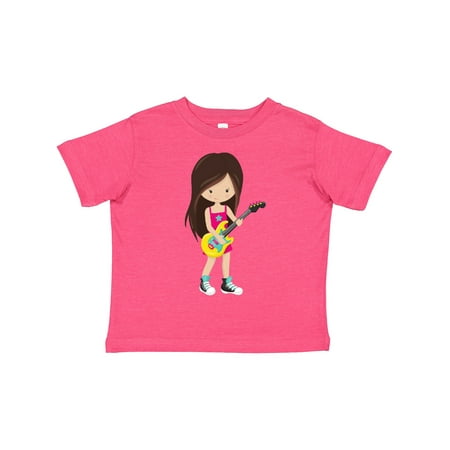 

Inktastic Rock Girl Brown Hair Band Singer Microphone Gift Toddler Toddler Girl T-Shirt