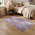 thumbnail image 2 of ODIKA Fluffy Pink Layered Spotted Abstract Inspired Mosaic Purple Furry Non-Slip Low Profile for Guest Room, Lounge, Apartment, 2 of 7