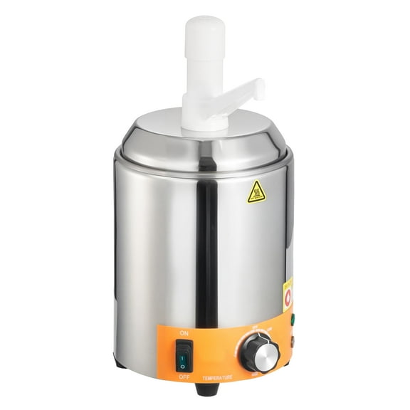 KFFKFF Commercial Electric Sauce Warmer, Plastic Pump Dispenser，Hot Fudge Warmer,Cheese Dispenser 2.4L，86-230℉ Temp Adjustable