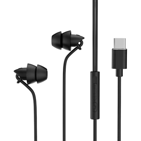 Wired Usb Type C Sleep Earbuds, Sound Isolating In Ear Headphones With Microphone For Hands Free Calling, Noise Cancelling Silicone Ear Tips For Side Sleepers
