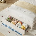thumbnail image 4 of Yiwa Kids Upholstered Bed Frame, Features LED Lighting, Chic Wavy Headboard, Storage Drawer, and Lamb Fleece Fabric, Solid Wood Slats, No Box Spring Required, 4 of 9
