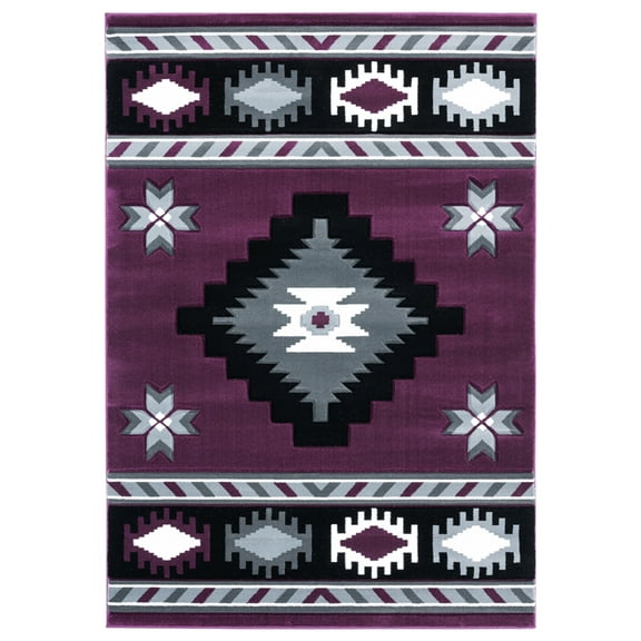 Designer Home Swan Area Rug 2050 10482 Caliente Plum Edges Pointed 1' 10" x 2' 8" Rectangle