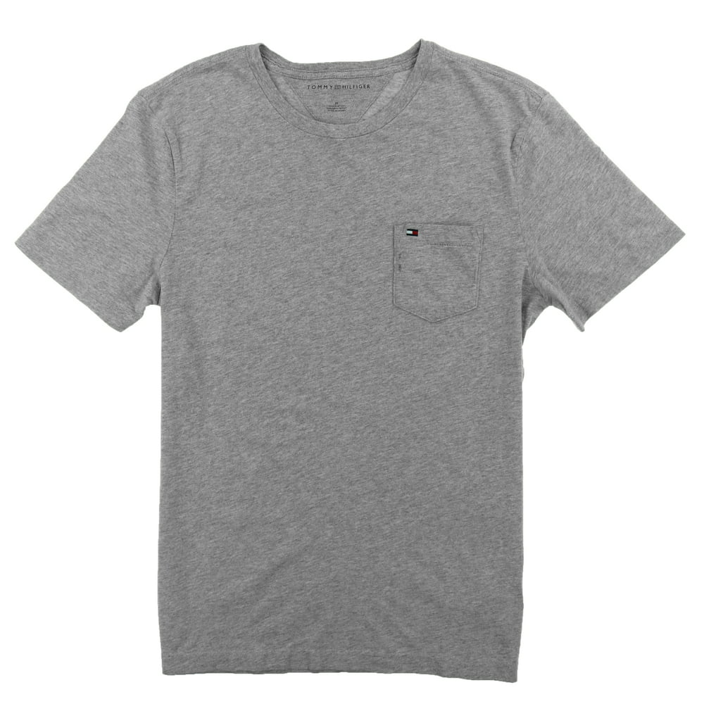 Tommy Hilfiger - Tommy Hilfiger Mens Crew Neck Pocket T-shirt (Gray ...