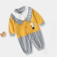 thumbnail image 2 of Atogsazn Baby Boys Girls Romper Clearance College Style Fall Gentleman Style Romper British Indoor And Outdoor Jumpsuit 0-3 Months Yellow, 2 of 7