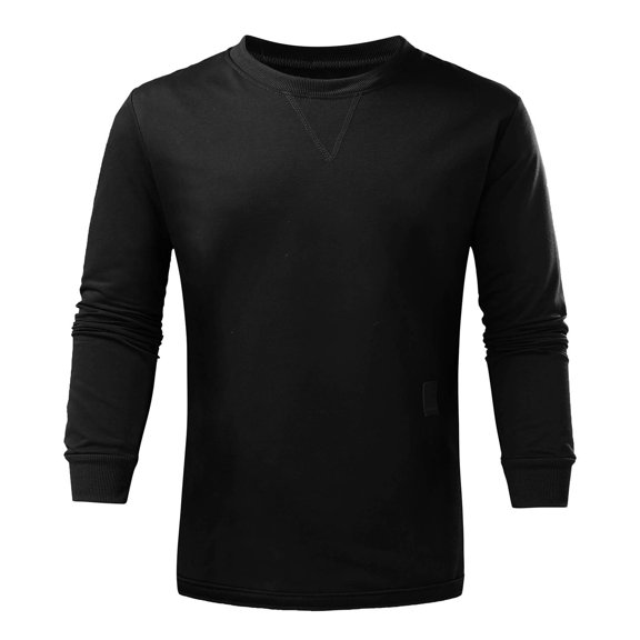 Mens Sweatshirt Solid Color Fashion Casual Hoodless Long Sleeve Pullover Top for Autumn Winter Season