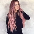 thumbnail image 5 of Vadktai Long Pink Wavy Wig for Women Ombre Pink Wig Dark Root 24 Inch with Bangs Curly Wavy Wig Natural Looking Synthetic Heat Resistant Fiber Wig for Daily Party Use, 5 of 7