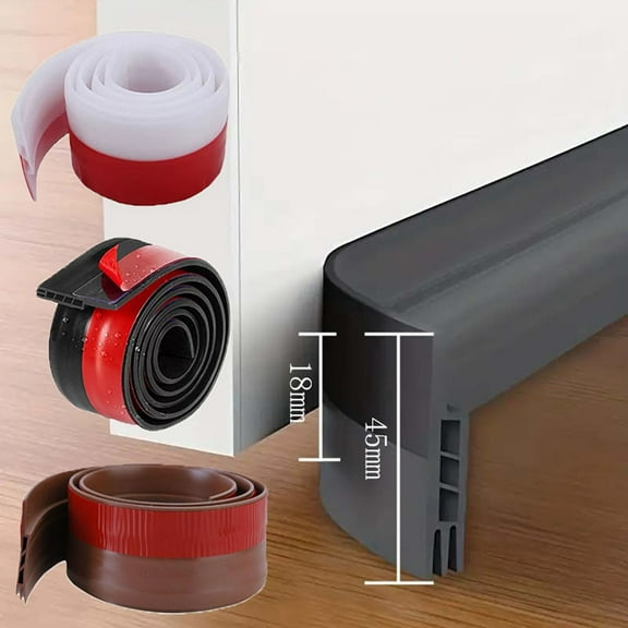 Door Bottom Strip, Soundproofing Sealing, Weatherstrip, Self-Adhesive Silicone, for Doors Windows, Windproof Waterproof Sealant | Black KTFgvq