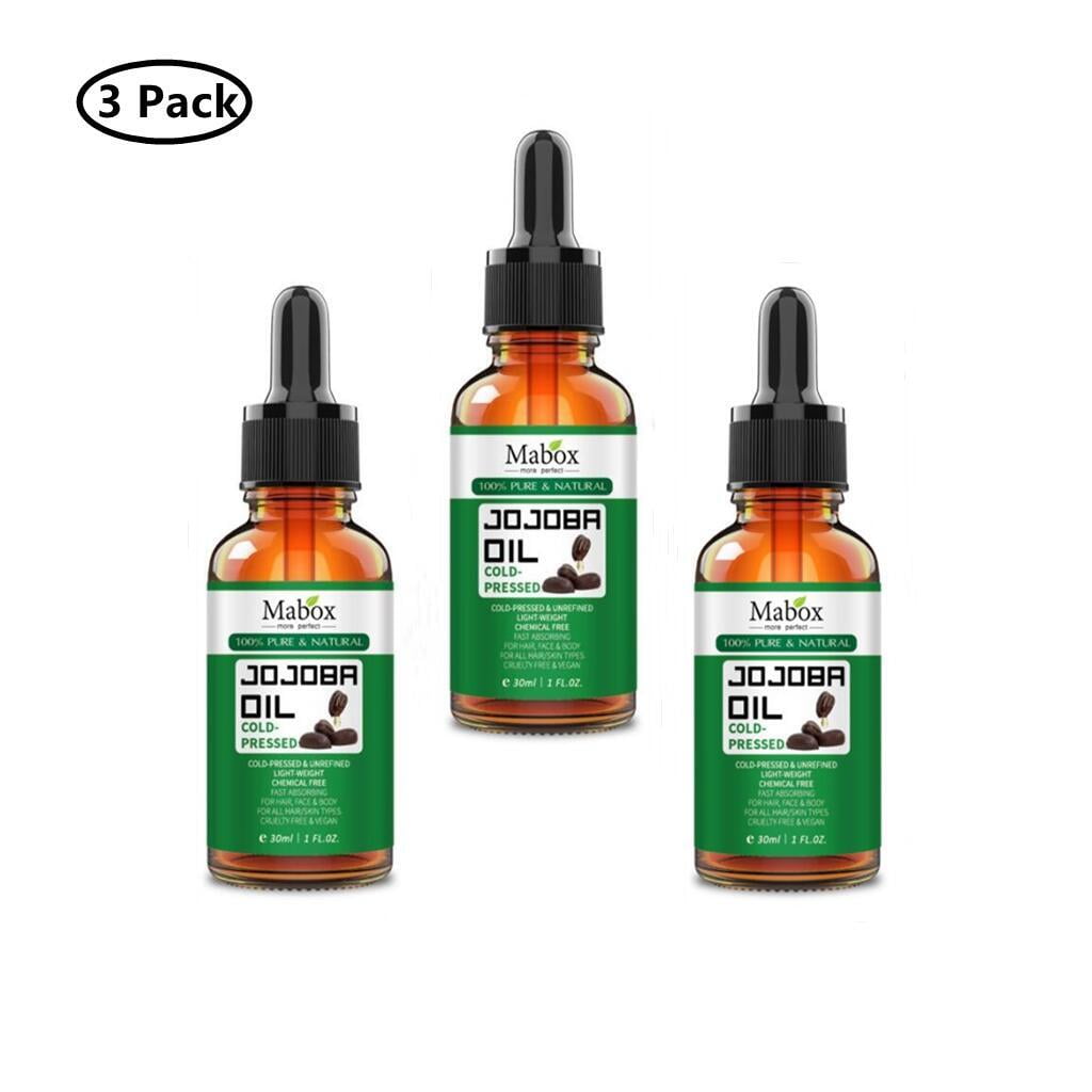 3 Pack Jojoba Oil for Essential Oils, Cleansing, Moisturizer for Face, Hair Moisturizer, Ears