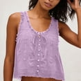 thumbnail image 4 of aohooy Women Cotton Tank Tops Y2k Cropped Lace Button Down Sleeveless Shirt Boho Casual Summer Fashion Tops Dressy Blouse 2026 Purple,L, 4 of 7