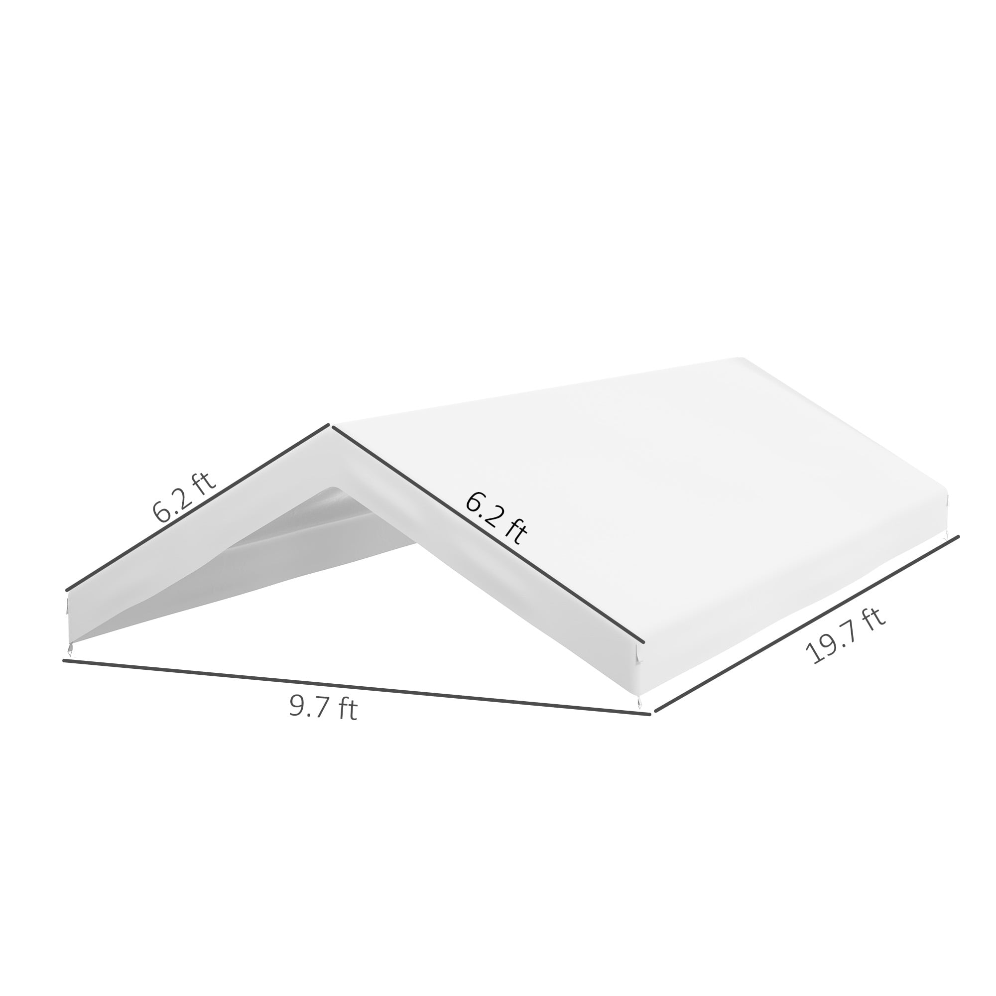 20' x 10' Carport Replacement Canopy for Model 84C-207WT or 84C-386V00WT with Ball Bungee Cords, White (Only Cover)