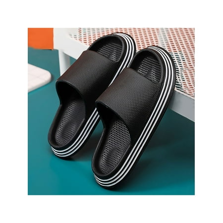

Daeful Unisex Shower Slippers Flat Slide Sandals Slip On Summer Slipper Quick Dry Thick Sole Bath Women & Men Lightweight Black 10-11(M)