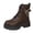 Brown, variant on Women's Chain Platform Ankle Boots with Round Toe, Lug Sole, Faux Leather, Y2K Style Sizes 36