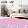 thumbnail image 2 of ODIKA 3'x5' Machine Washable Non-Slip Area Rug, Snowflake Plush Decorative Ornament Display Stand Photography High Traffic Rug, Pink, 600111, 2 of 7