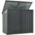thumbnail image 2 of Hanover Trash and Recyclables Storage Shed | Pent Roof | Galvanized Steel | 2-Point Locking System | Stores 2 Trash Cans | 3.3-Ft. x 5.2-Ft. x 4.4-Ft. | Dark Gray | HANBINSHD-GRY, 2 of 10