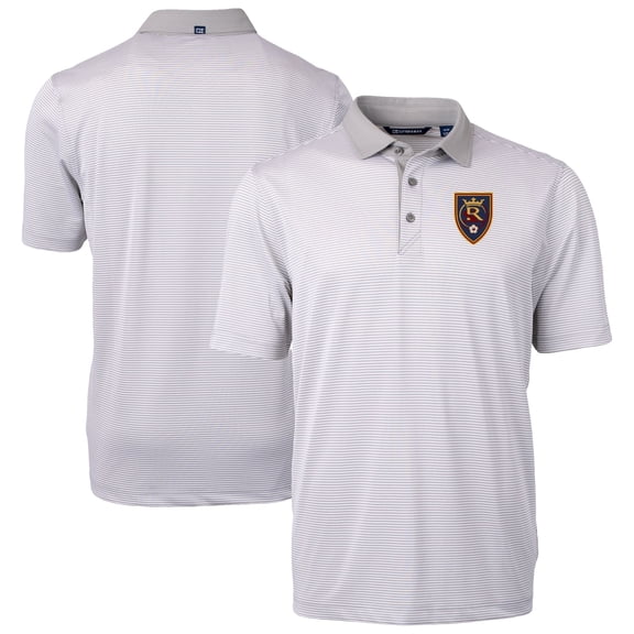 Men's-Cutter & Buck  Gray Real Salt Lake Virtue Eco Pique Micro Stripe Recycled Polo