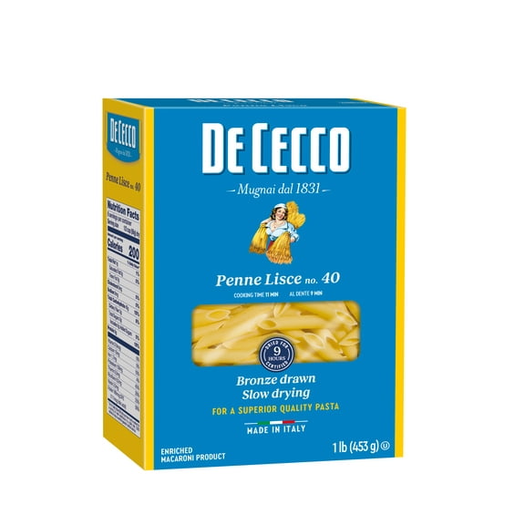 De Cecco Pasta Lisce Penne No. 40, 16 oz – Contains Wheat, May Contain Soy