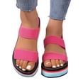 thumbnail image 2 of oqasdz Womens Sandals Ladies Fashion Solid Color Beach Shoes Nesh Elastic Band Wedge Sandals Trendy Versatile Casual Summer, 2 of 7