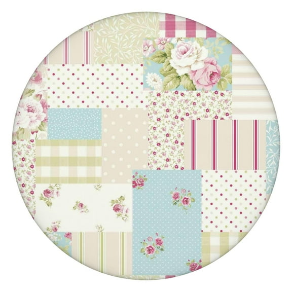 Pioneer Flower Floral Print Pattern Round Fitted Tablecloth with Elastic Edge,Dining Table Cover Waterproof,Outdoor Round Tablecloth for Camping,Dining,Indoor and Outdoor