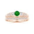 thumbnail image 4 of ANGARA Natural Aeon Vintage Style Emerald and Diamond Three Stone Engagement Ring in 14K Rose Gold for Women (Size-4mm) | May Birthstone, Anniversary, Jewelry Gift for Women | Natural Emerald Ring, 4 of 9