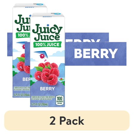 (2 pack) Juicy Juice 100% Juice, Berry, 8 Count, 6.75 fl oz Juice Boxes