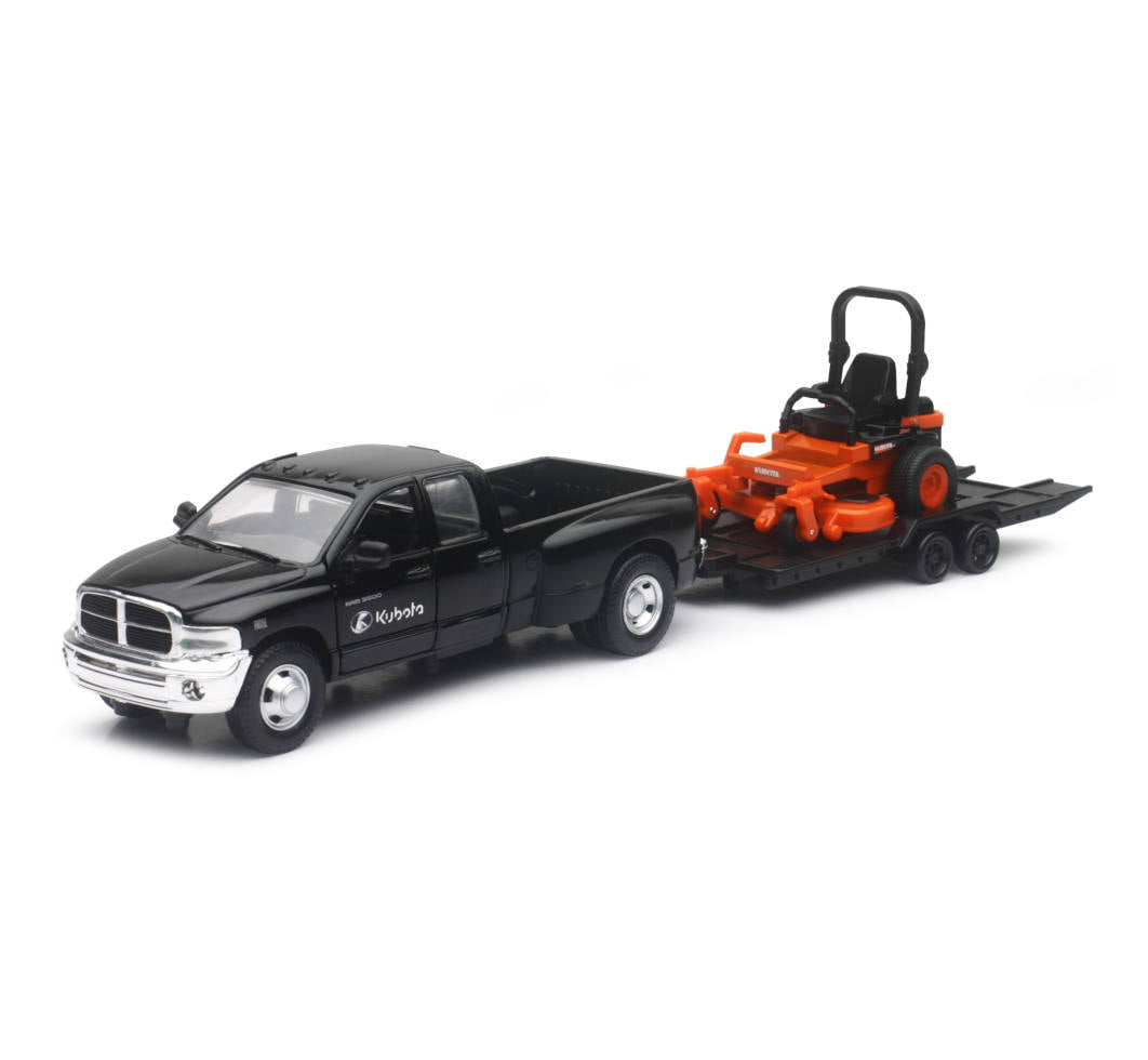 OFFICIAL KUBOTA-DODGE DUALLY 3500 Pickup Truck w/Trailer & Tractor Toy Set 