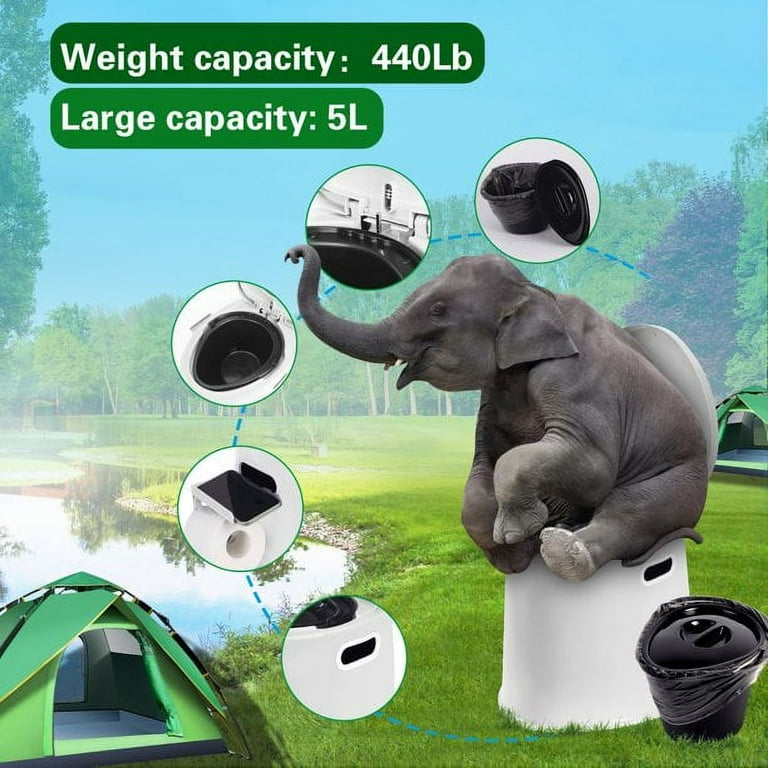 AEDILYS Portable Camping Toilet with Detachable Inner Bucket, 5.3