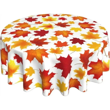 

Thanksgiving Fall Tablecloth Round Table Clothes 60 Inch Autumn Harvest Pumpkin Tablecloth Waterproof Maple Leaf Table Cover