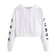 thumbnail image 2 of kayannuo Womens Tops Long Sleeve Shirts Fall Womens Autumn Long Sleeve Hoodie Sweatshirt Letters Hooded Pullover Tops Blouse White, 2 of 8