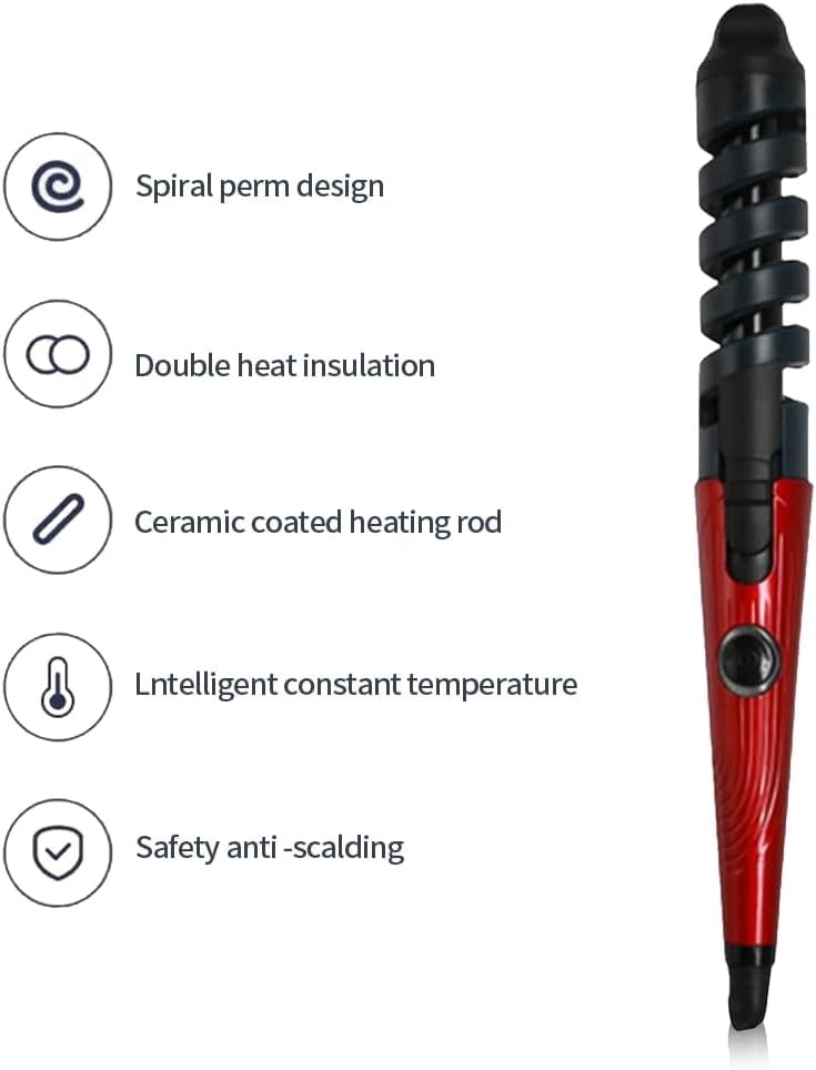 Automatic Hair Curling Iron, The Ceramic Body conducts Heat to Effectively Protect The Hair. It can be Set in Ten Seconds After Winding The Hair, Suitable for Daily Styling - Red