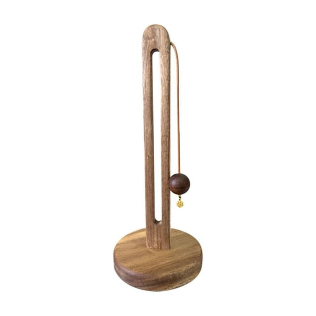 Vrorvz Solid Wood Kitchen Paper Towel Holder Multi functional Vertical Storage Organizer for Paper Rolls Rags and Plastic Wrap No Drill Installation Space Saving Design 13x31cm