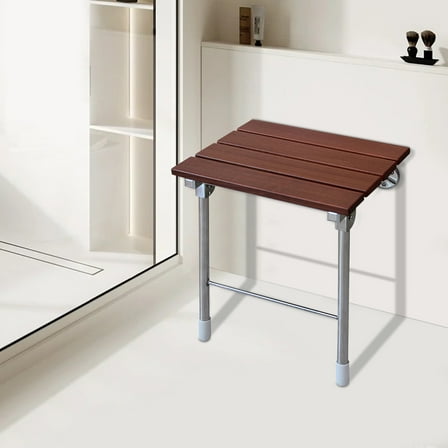 Modern Folding Shower Seat - Wall Mounted - Solid Wood Fold Down Spa Bench 14.9"x12.2" for Homes