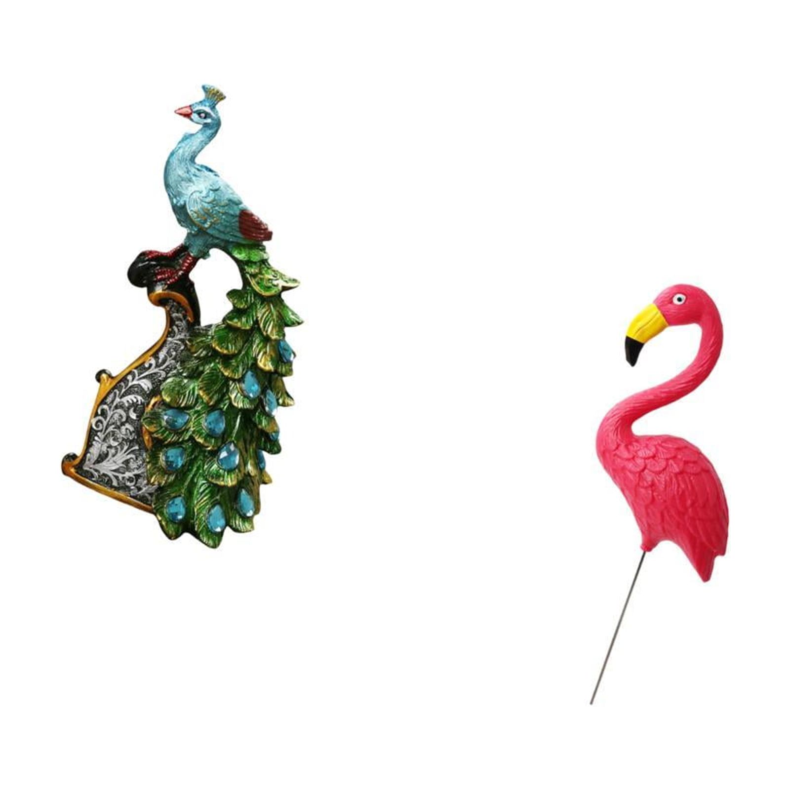 CarpNettore Elegant Peacock Bird Statue Sculpture Collection for Bedroom Office Living Room Bookshelf Home Decoration and Fairy Garden Yard Art Ornament