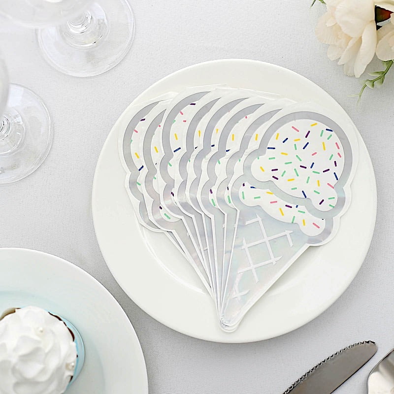 BalsaCircle 20 Pieces Iridescent 12x6' Ice Cream Paper Beverage Cocktail Napkins