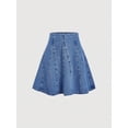 thumbnail image 5 of Womens Blue Pleated A-Line Denim Skirt Casual Mini Skirt, 5 of 5