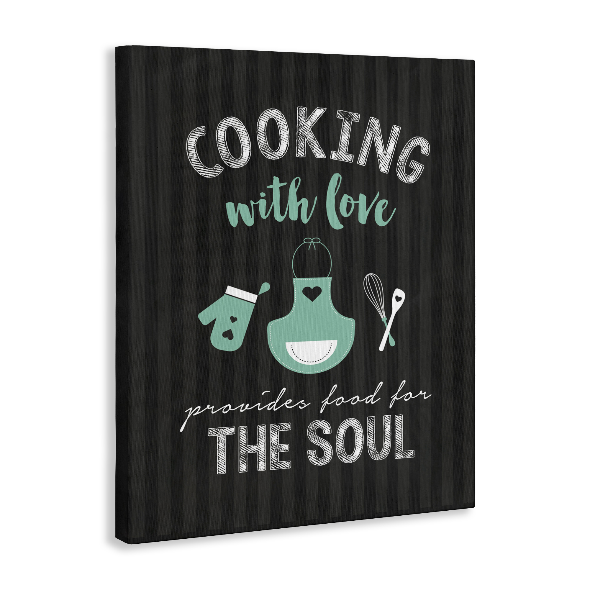 Food For Soul Black & Green Canvas Wall Art, design by Lettered and Lined