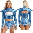thumbnail image 3 of renvena Costume d'Astronaute Robot Cosplay Espace Halloween pour Femmes Bleu TG, 3 of 6