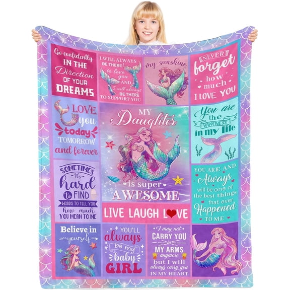 Mermaid Blanket, Mermaid Gifts for Girls, Mermaid Decorations, Mermaid Birthday Gifts, Mermaid Blanket Gifts for Girls on Birthday Christmas Thanksgiving