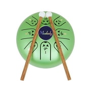 Muslady 5.5 Inches Mini Steel Tongue Drum 8 Notes C Key Handpan Drum Chinese Zodiac Patterned Tank Drum Percussion Instrument with Bag Music Book Mallets (Snake Pattern & Green Color)