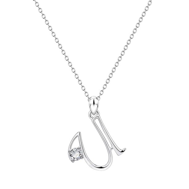 26 Initial Alphabet Shape Rhinestone Collar para Mujeres Collares para Mujeres A Z 26 Alphabet Initial Silver Collares para Mujeres Niñas
