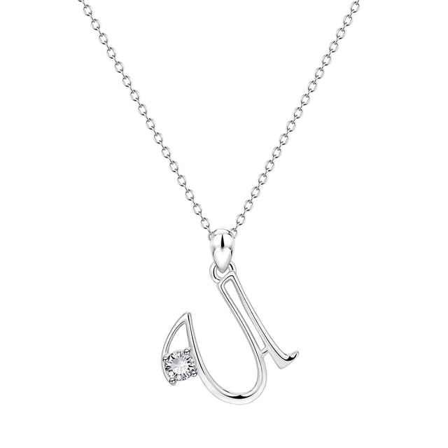 SIfdSeng Collier en Strass en Forme d'Alphabet Initial 26 pour Femmes Colliers pour Femmes A Z 26 Alphabet Initial Colliers Argentés pour Femmes Filles