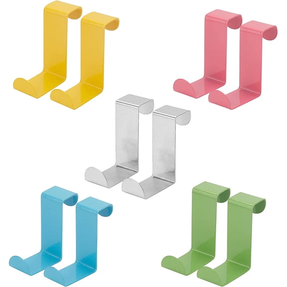 10 Pcs Over The Door Hooks 5 Colors Z Alloy Hooks Over The Door Hanger Metal Over Door Hooks for Hanging Clothes Towels Coats Bathroom DIY