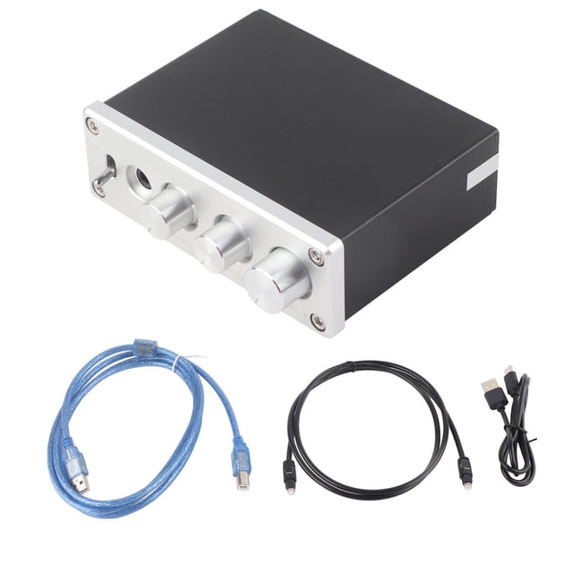 M Buder DAC Q3 PRO Decodificador de Audio Digital Avanzado con Amplificador para Auriculares 3.5mm, Interfaz RCA Bañada en Oro, Rango 20Hz-20kHz, Múltiples Entradas (Plateado, 20.00 cm / 7.87 inches)