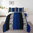 thumbnail image 3 of Feelyou Blue Leopard Print King Size Comforter Sets, Fashion Stripes Abstract Bedding Comforter Set, Contemporary Style Bedding Set, Super Cozy Room Decor, 3pcs, 3 of 8