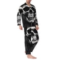 thumbnail image 2 of Yiaed Black White Hat Skull Print Men’s Pajamas Set - Long Sleeve Button Down Sleep Shirt and Pajama Bottoms Sleepwear Set Mens Pjs Sets Men's Pajama Bottoms-Large, 2 of 7