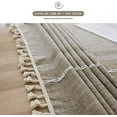 thumbnail image 3 of XmhyTop Table Cloth Cotton Linen Tablecloth Wrinkle Free Stitching Tassel Tablecloth Rectangle Table Cloth for Dinning Kitchen Tabletop Decoration (Striped Coffee, Rectangle/Oblong，55 x 87 Inch), 3 of 4